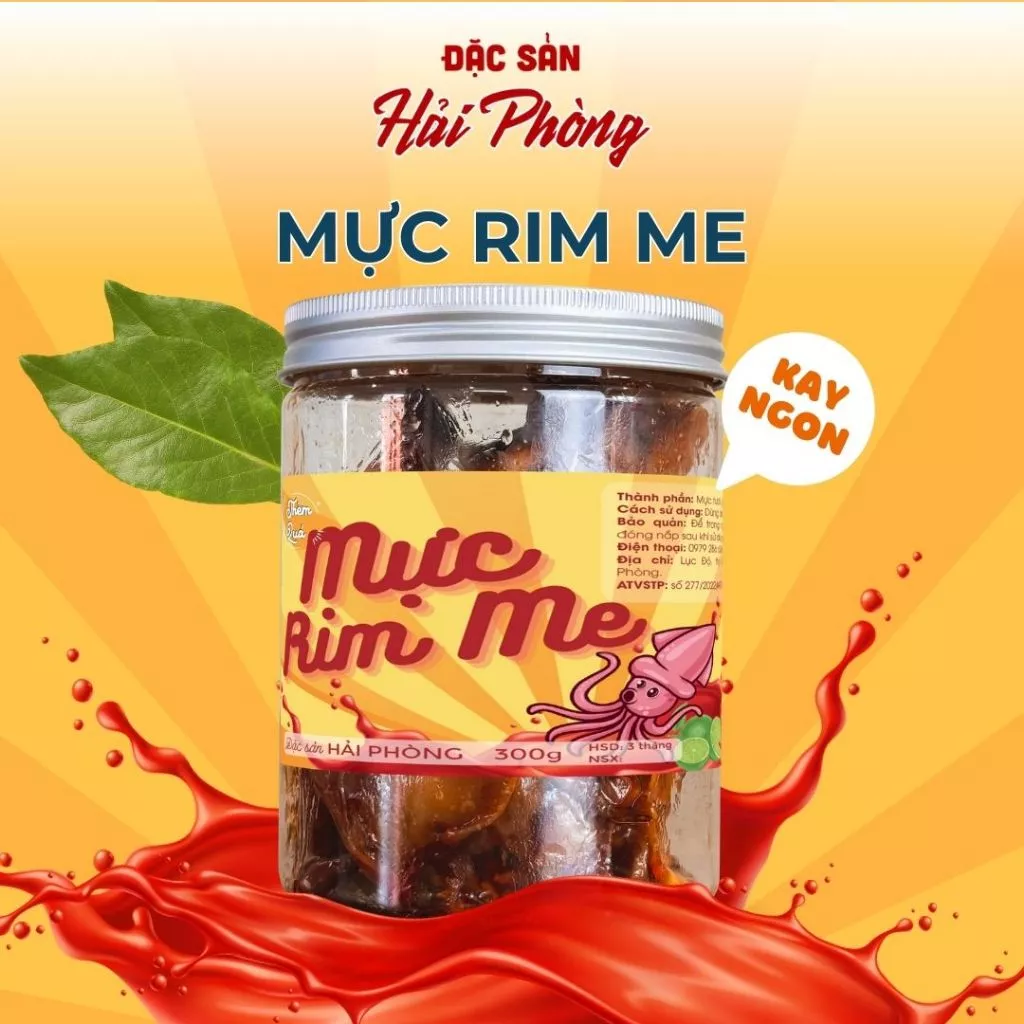 Mực Rim Me Đặc Sản Hải Phòng Hộp 200g - Mực Rim Chua Ngọt Cay Nhẹ, Ăn Vặt, Đồ Nhắm, Ăn Cơm, Quà Biếu