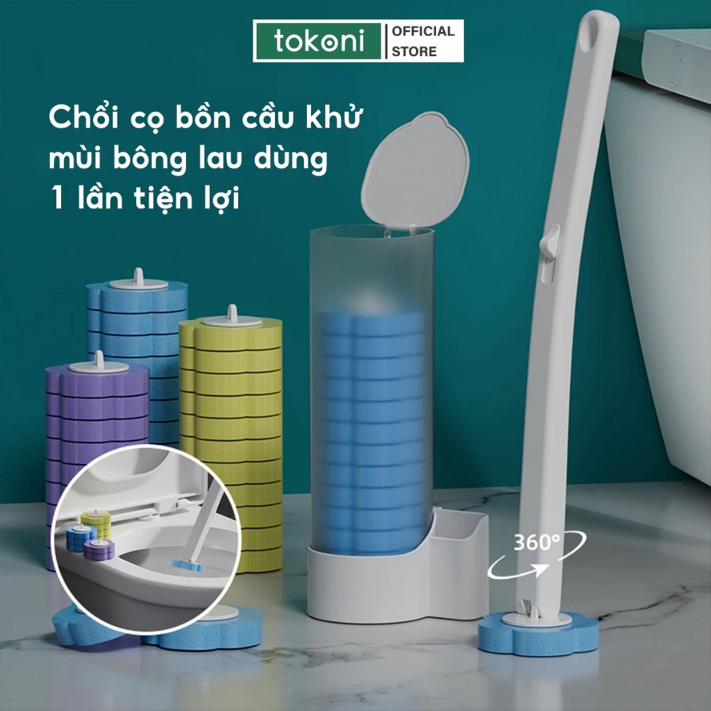 Chổi Cọ Bồn Cầu Toilet Gắn Tường Xoay 360 JYoohome Cây Lau Cọ Nhà Vệ Sinh Kèm Đầu Thay Thế Tiện Lợi