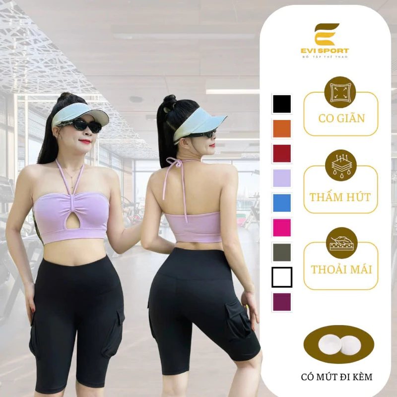 Áo bra tập gym,yoga, aerobic, đi bơi có mút