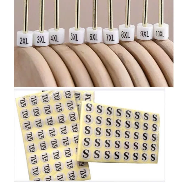 Decal Size Dán Chữ Số Nhãn Mác Quần Áo, Miếng Giấy Dán Size, Nút Size Gắn Móc Quần Áo, Miếng Dán Size Số
