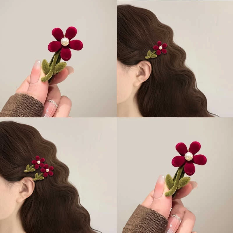 🌺 Kẹp Tóc Hoa Đỏ Đậm – Kẹp Tóc Mini Cài Mái Thiết Kế Hoa Xinh Xắn, Kẹp Gọn Tóc Mai Cho Nữ Hè 426202