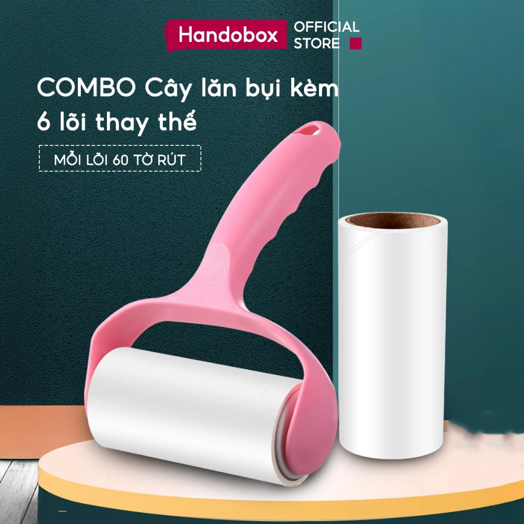 Cây Lăn Bụi Làm Sạch Quần Áo Ga Giường Sofa Kèm 6 Lõi Thay Thế Handobox Dụng Cụ Lăn Lông Chó Mèo