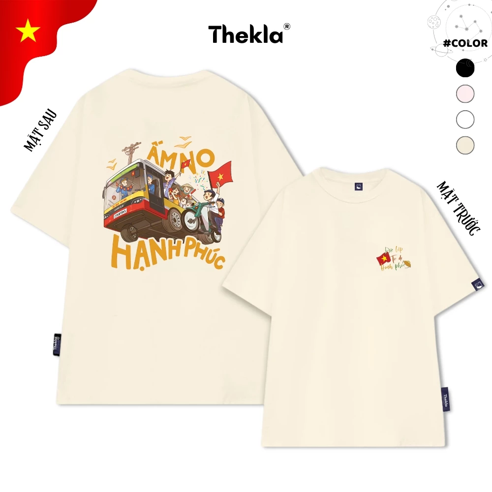 Áo Thun, Áo Phông Unisex By Thekla BST47 Ấm No Hạnh Phúc Chất Cotton Co Giãn Thoáng Mát Form Rộng Cho Nam Nữ