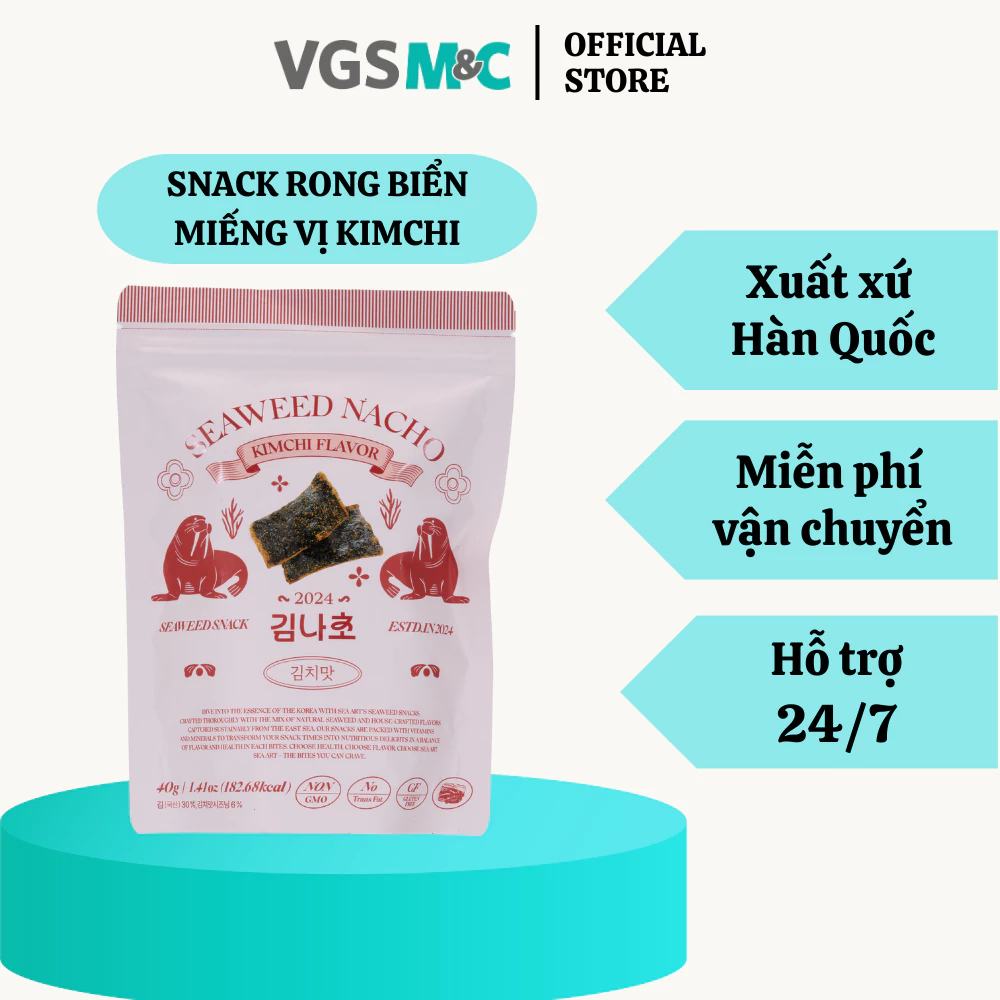 Rong biển miếng vị Kimchi Nacho Seaweed - Xuất xứ Hàn Quốc