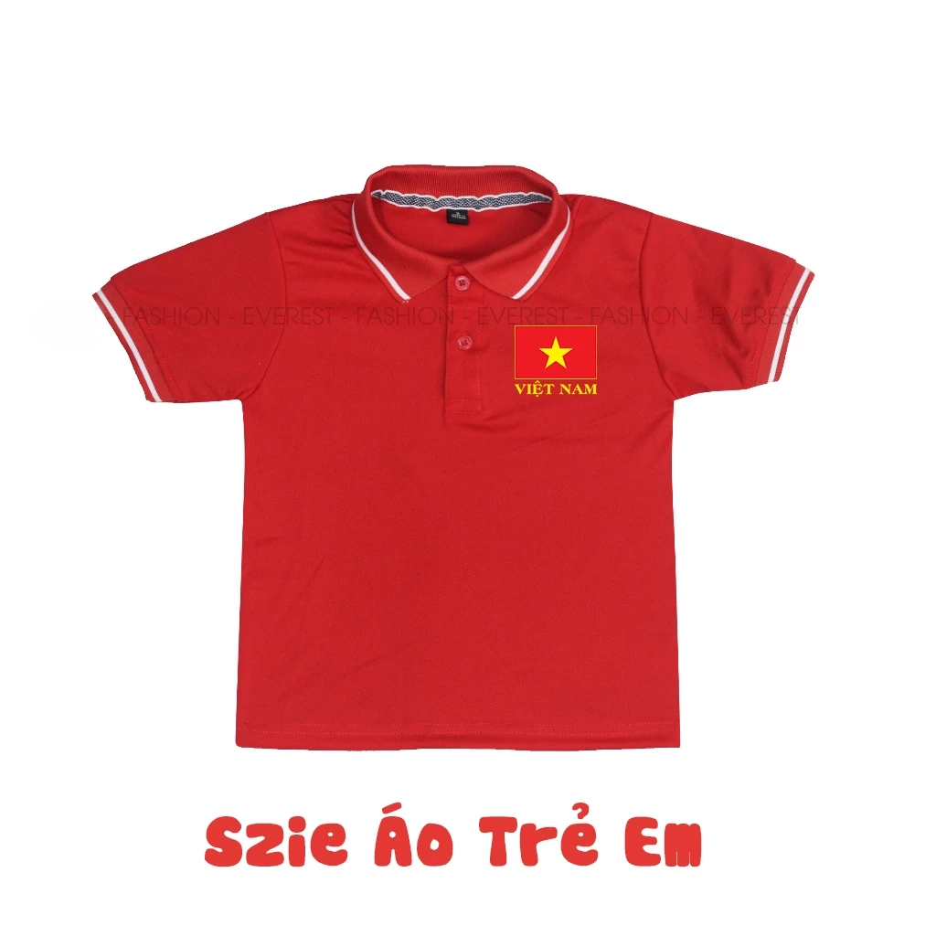 Áo Phông Cờ Đỏ Sao Vàng Polo Cá Sấu Mè Trẻ Em Thoitrang24h Màu Đỏ Phom Xuông Cho Cả Bé Trai Và Gái