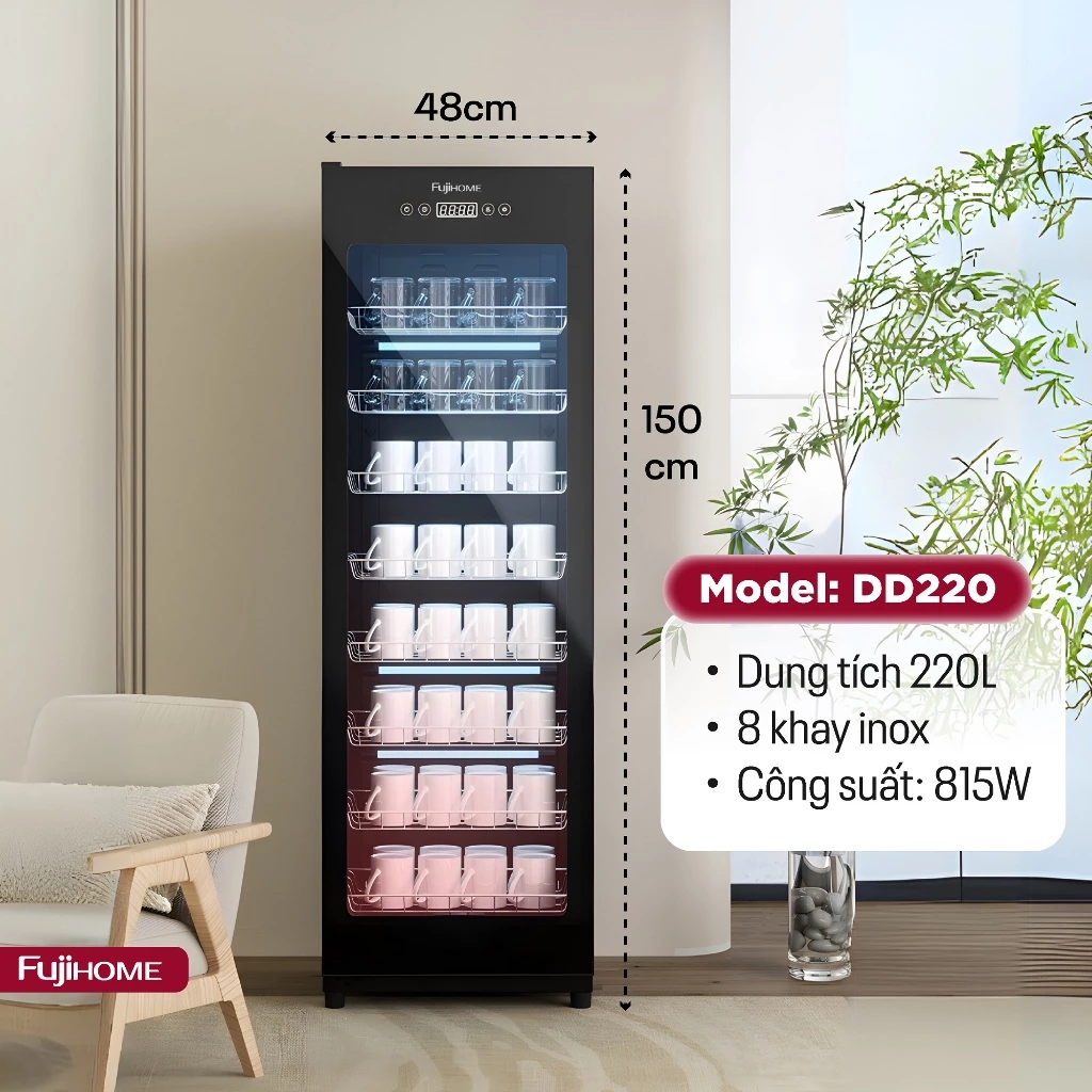 Tủ sấy bát đĩa tiệt trùng FUJIHOME 180L - 220L sấy nhiệt Uv