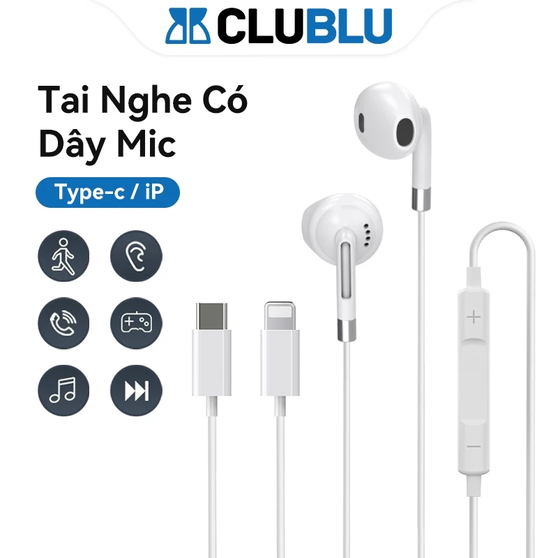 -CLUBLU- Tai Nghe Có Dây Light Cho 7-14 Nhét Tai Âm Bass Hai Tai Stereo Phụ Kiện Điện Thoại