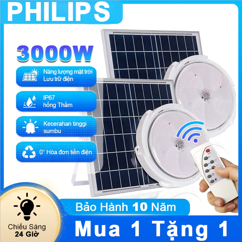 3000W Đèn Ốp Trần Năng Lượng Mặt Trời Có Điều Khiển Từ Xa 3 loại tùy chọn hiệu ứng Không bị nháy đèn không