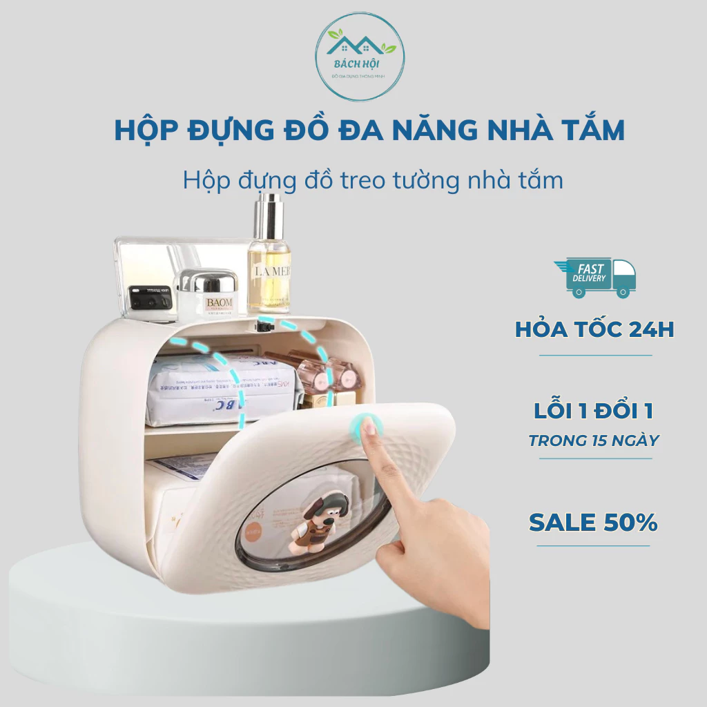 Hộp Đựng Giấy Vệ Sinh Dán Tường Chống Nước Có Ngăn Đựng Đồ Thiết Kế Dễ Thương, Sang Trọng