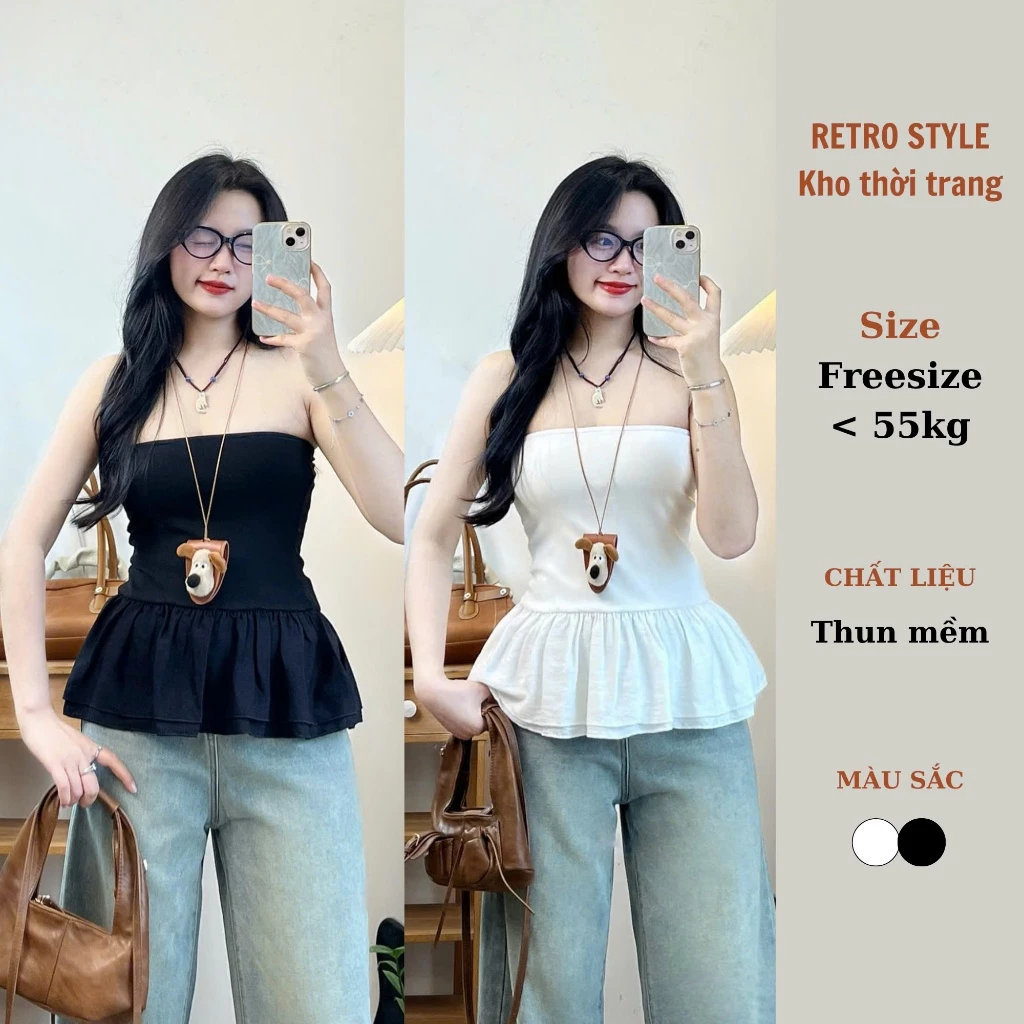 Áo Ống Peplum Xếp Ly Tiểu Thư - Dáng Xoè Nữ Tính Retrostyle - Aoquay400