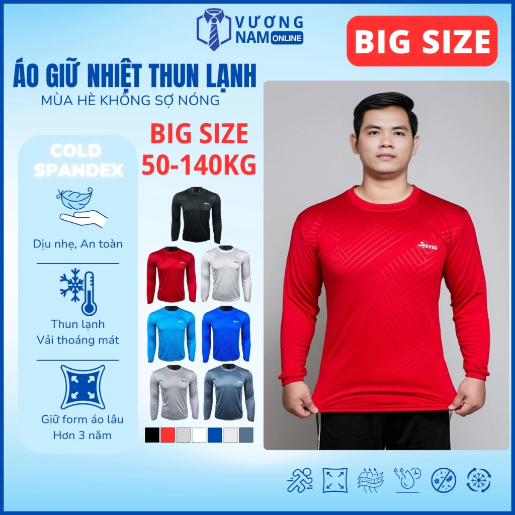 Áo BIG SIZE giữ nhiệt Chống Nắng nam áo thun nam tay dài đá bóng thể thao cổ tròn dập vân VNO21