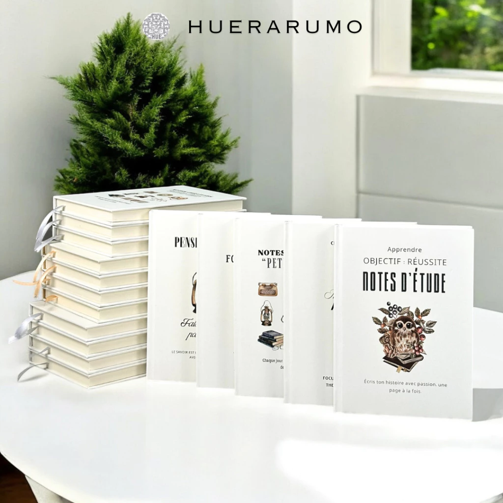 Sổ ghi chép A5 bìa cứng 200TR HUERARUMO – Giấy dày 100gsm, Ruột caro/dot girl/kẻ ngang, ghi chú, bullet journal, học tập