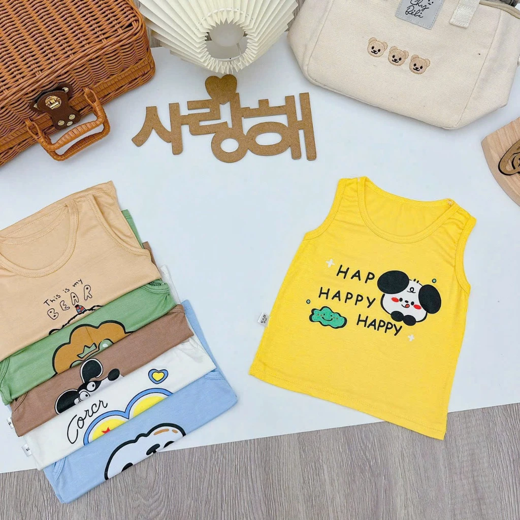 COMBO 3 ÁO BA LỖ THUN LẠNH CHO BÉ TRAI VÀ GÁI BÊN EM GIAO MÀU NGẪU NHIÊN
