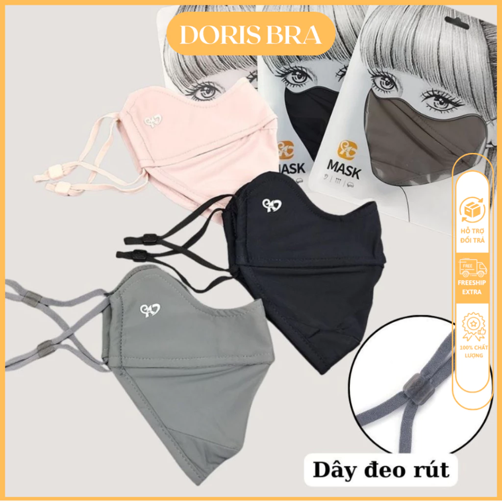 [HÀNG LOẠI1] Khẩu trang Chống 99% tia UV vải lụa cao cấp mềm mát, Khẩu trang hai lớp Chống nắng LOGO đổi màu UPF 50+KT03