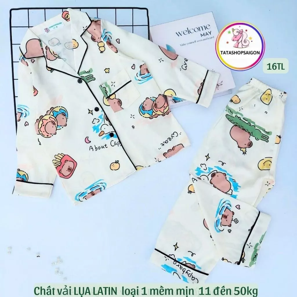[12 50KG] Bộ pijama tay dài cho bé trai chất lụa LATIN cao cấp size đại - bộ quần áo thu đông cho bé trai 16T
