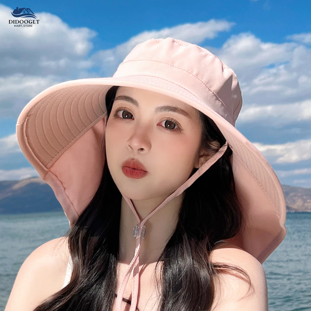 Mũ Trùm Đầu Vành Rộng Che Cổ Vai Gáy Khỏi Tia UV DIDOOGLT Mũ Chống Nắng Có Khăn Choàng