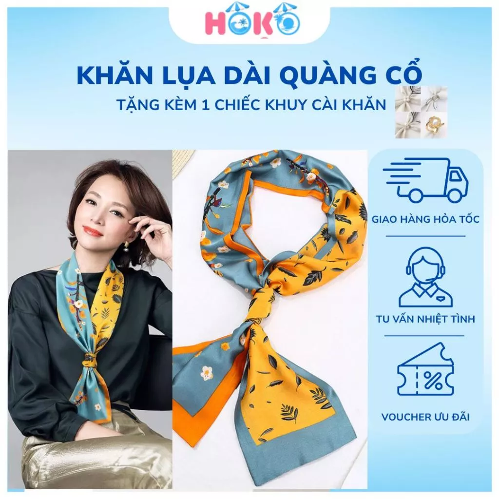 Khăn Lụa Dài Quàng Cổ HOKO Khăn Lụa Trang Trí Túi Xách Đa Năng