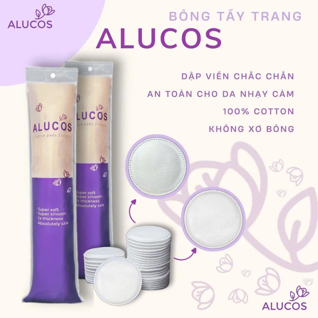 Bông Tẩy Trang Alucos, Lovely, Luxury (150, 222, 210, 50miếng) CHÍNH HÃNG
