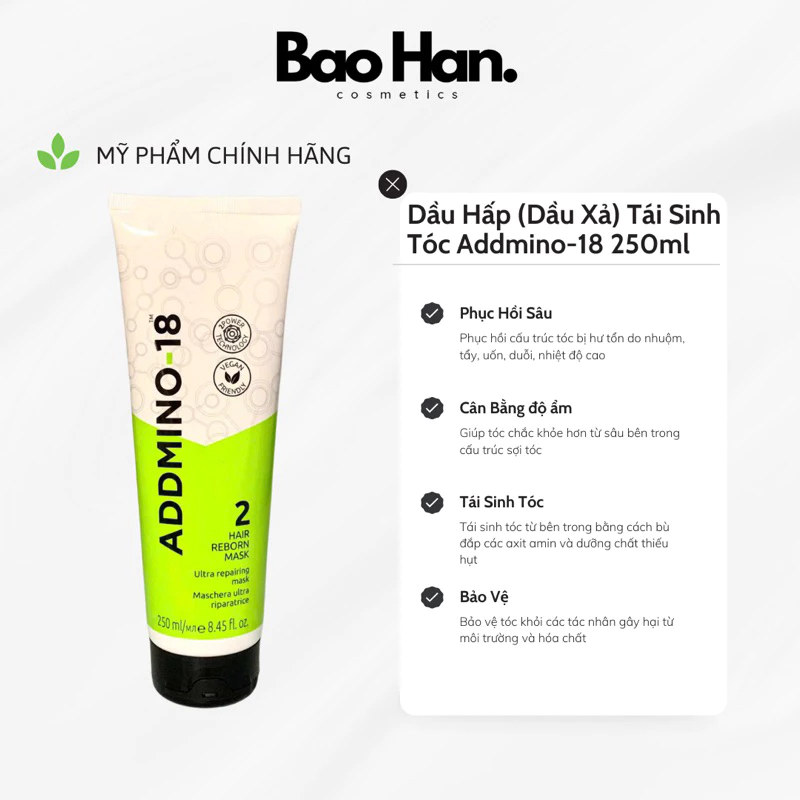 DẦU HẤP (DẦU XẢ) TÁI SINH TÓC ADDMINO-18 250ML (ADDMINO-18 2 HAIR REBORN MASK)