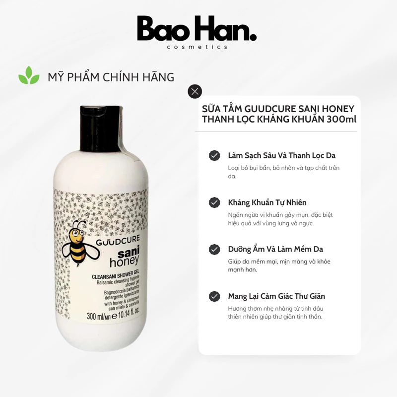 SỮA TẮM GUUDCURE SANI HONEY THANH LỌC KHÁNG KHUẨN 300ml
