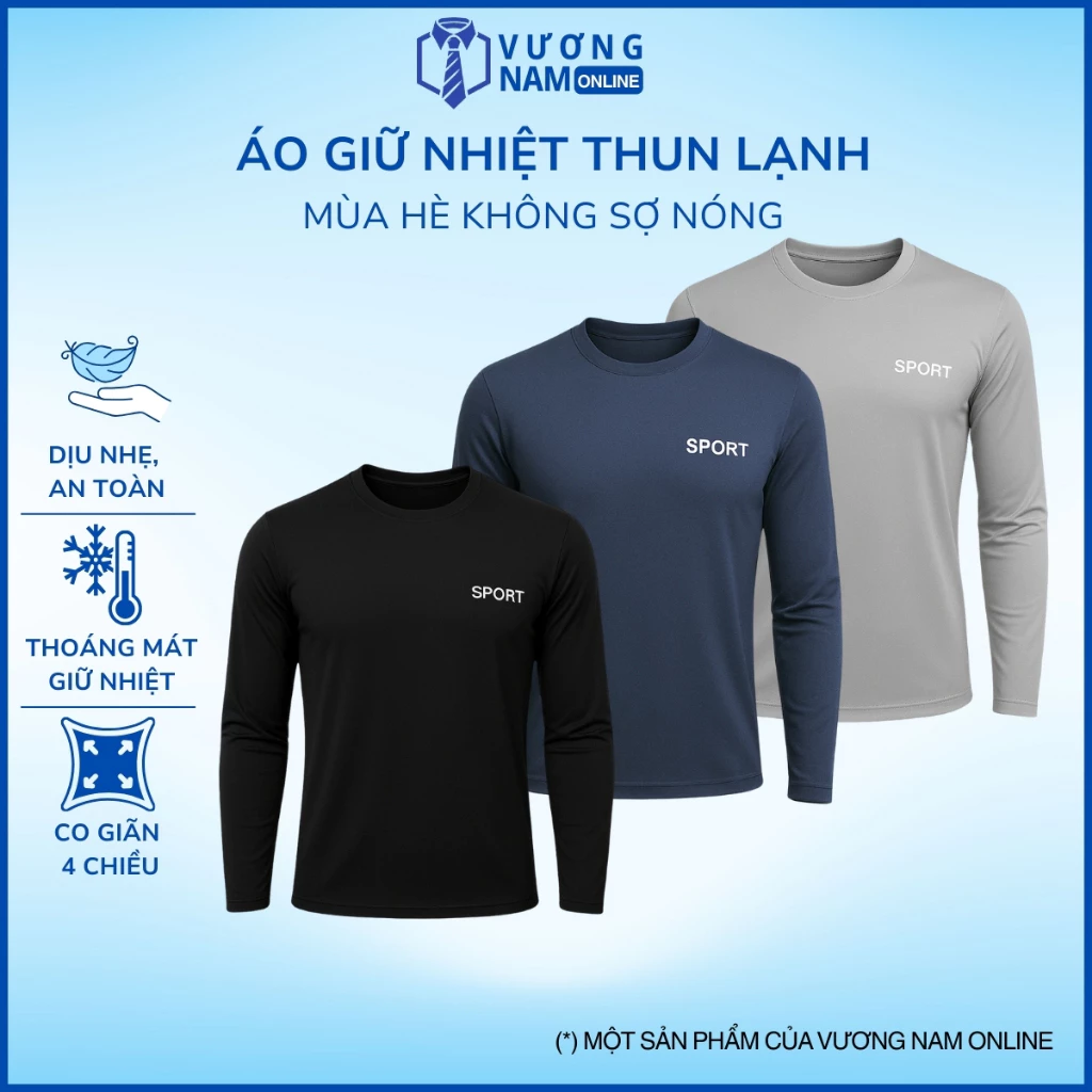 COMBO 3 Áo thun nam Chống Nắng dài tay, áo giữ nhiệt cao cấp đẹp co giãn 4 chiều ôm body VNO87