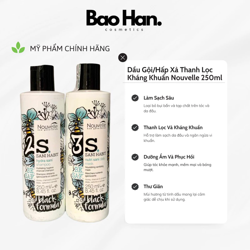 DẦU GỘI/HẤP XẢ THANH LỌC KHÁNG KHUẨN NOUVELLE SANI HABIT (250ML/1000ML)