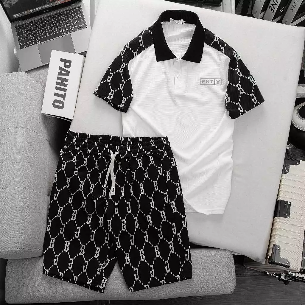 Bộ quần áo nam in chữ PHT phối màu trẻ trung chất thun tổ ong co dãn thoáng mát menswear BH17