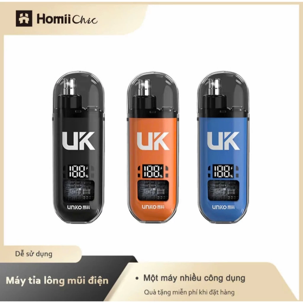 Máy Tỉa Lông Mũi Điện Mini UNKO, chất liệu ABS, toàn bộ máy có thê rửa được, cạo lông an toàn và chính xác