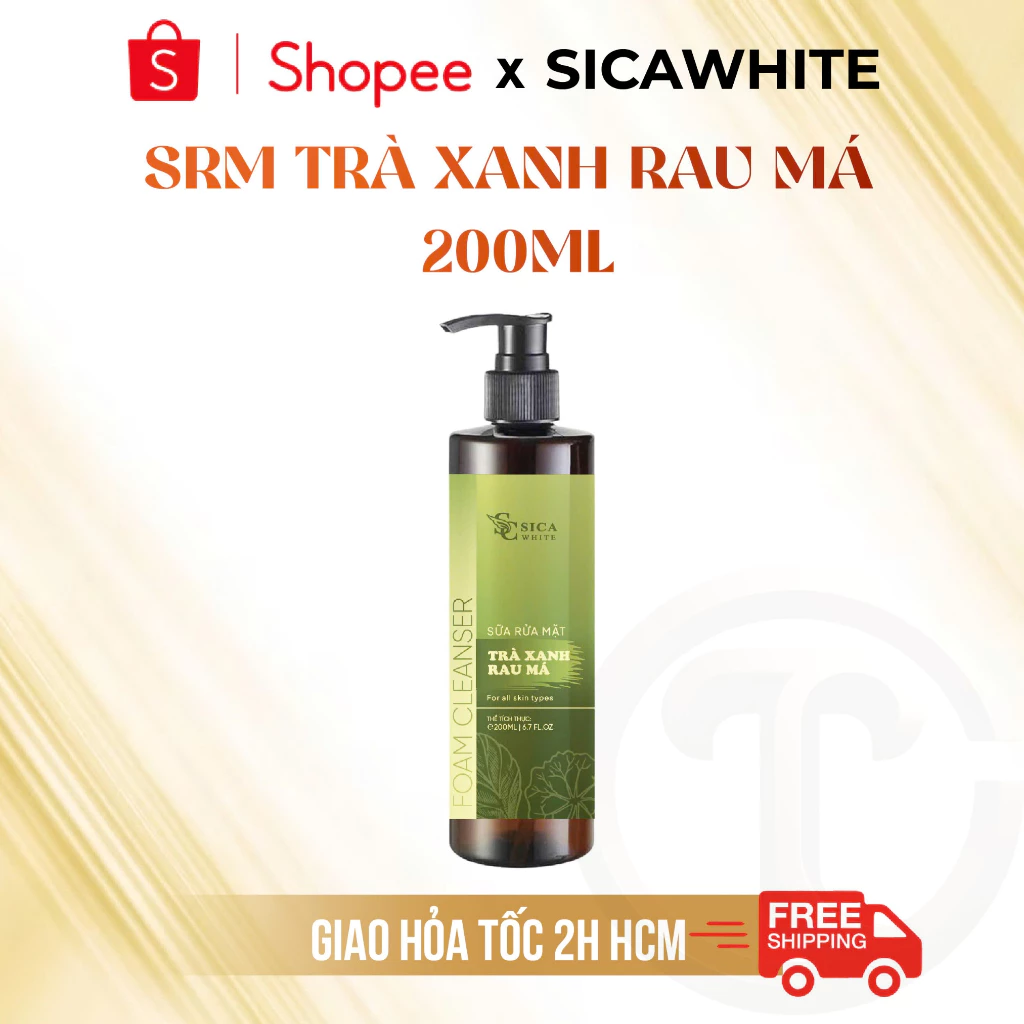 [200ML] Sữa Rửa Mặt Trà Xanh Rau Má 200ml, Ngăn Ngừa Và Hỗ Trợ Da Dầu Mụn - SICA WHITE