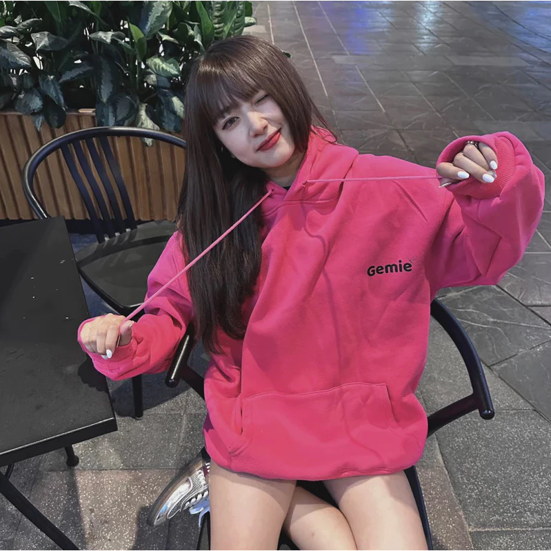 Áo khoác hoodie / Áo hoodie zip nỉ bông GEMIE nam nữ form rộng (có bo chun) unisex tay bồng xinh