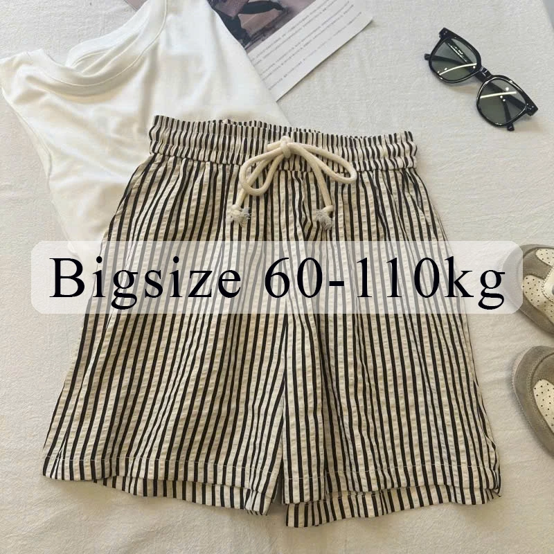 Quần short nữ form chữ A xinh xắn, quần đùi họa tiết kẻ sọc trẻ trung bigsize 120kg KSD