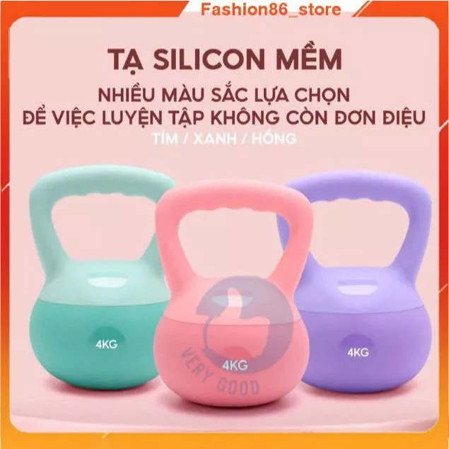 Tạ bình vôi, tạ ấm, tạ chuông mềm, tạ quai xách 10, 12kg chất liệu PVC mềm mại chống va đập tạ hỗ trợ tập Squats tại nhà