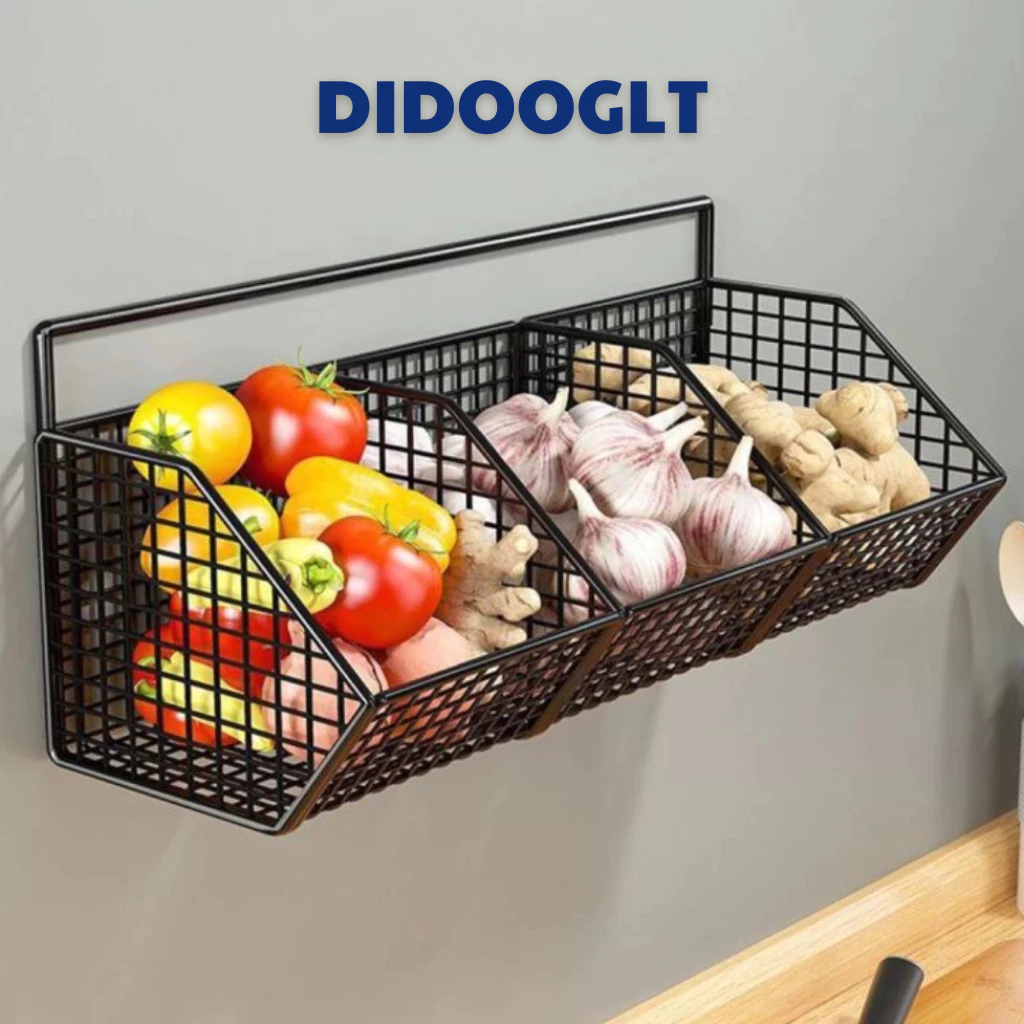 Kệ Đựng Gia Vị Gắn Tường DIDOOGLT Để Hành Tỏi Khung Thép Chắc Chắn, Chống Gỉ, Chịu Lực Tốt