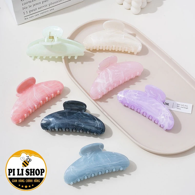 Combo 3 Kẹp Hình Bán Nguyệt 11cm Màu Sắc Ngọt Ngào, Kẹp Tóc Răng Cưa Nhựa Cỡ Lớn Màu Đục Pastel