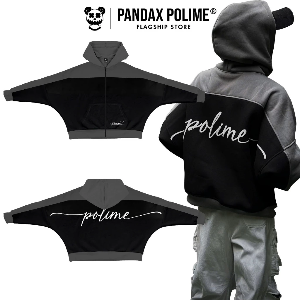 Áo hoodie boxy zip 2 chiều khoác nỉ bông 380gsm chống nắng form rộng unisex local brand pandax