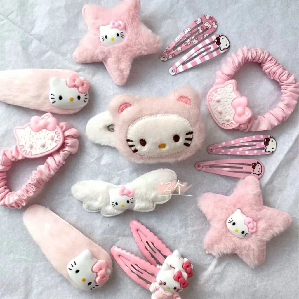 Sét 14 Kep Hello Kitty Kèm Dây buộc tóc siêu xinh cho bé gái cưng xỉu