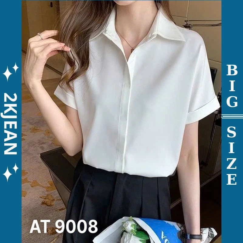 Áo sơ mi tay ngắn bigsize 55kg-90kg vải lụa cao cấp không nhăn mềm mát AT8006 thời trang 2KJeans