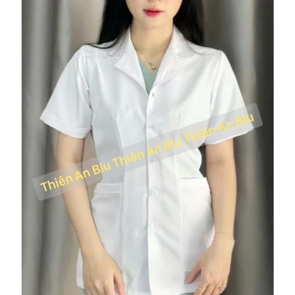 Áo Blue, Blouse trắng Dáng Ngắn Ngang Đùi Nam Nữ - Dài tay - cọc tay Hàng Đẹp Loại 1 Dành Cho Y Tá, Dược Sĩ, Điều Dưỡng.