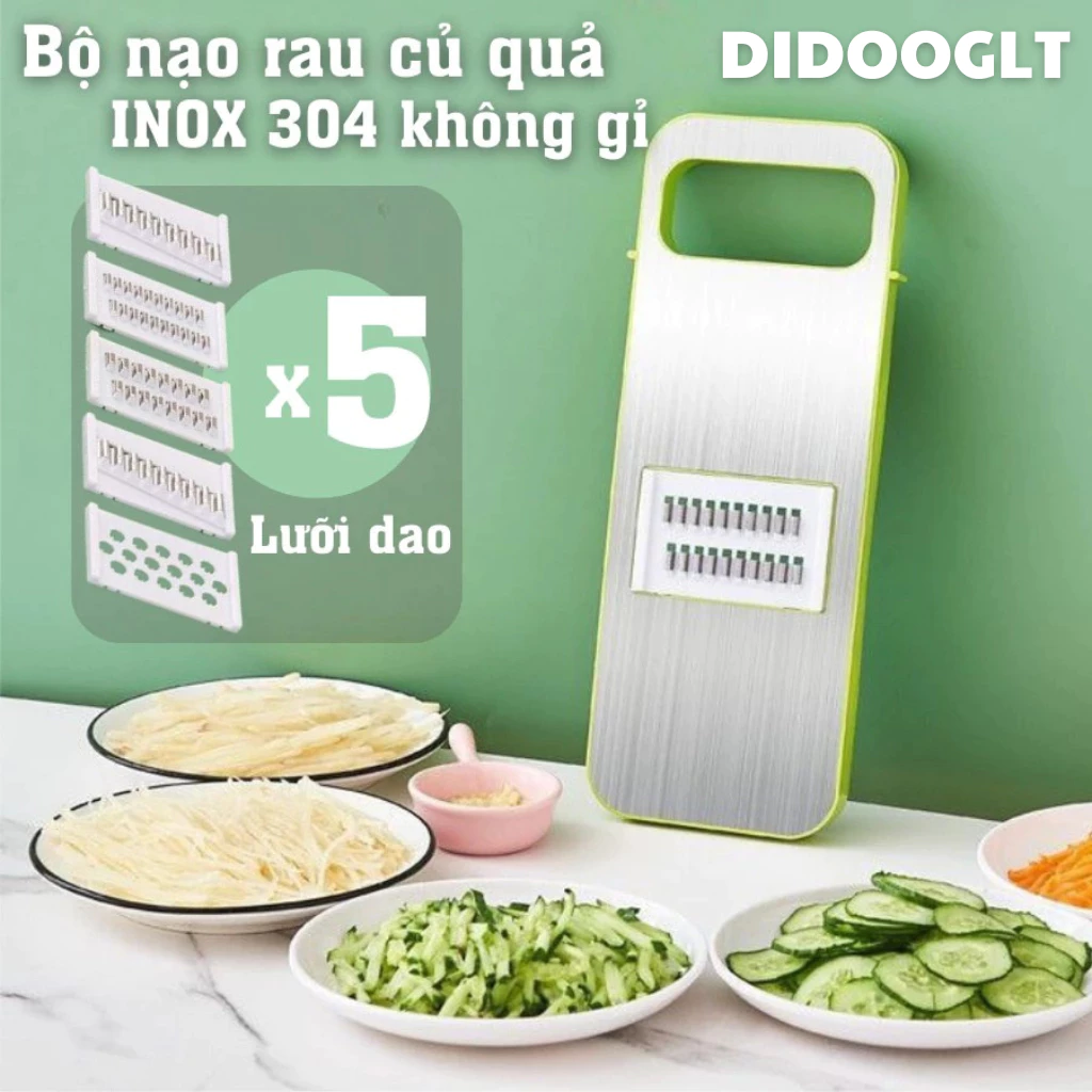 Bộ Nạo Rau Củ Didooglt 5 Lưỡi Dao Inox 304 Đa Năng Cao Cấp Chống Gỉ Dụng Cụ Bào Thực Phẩm Nhà Bếp