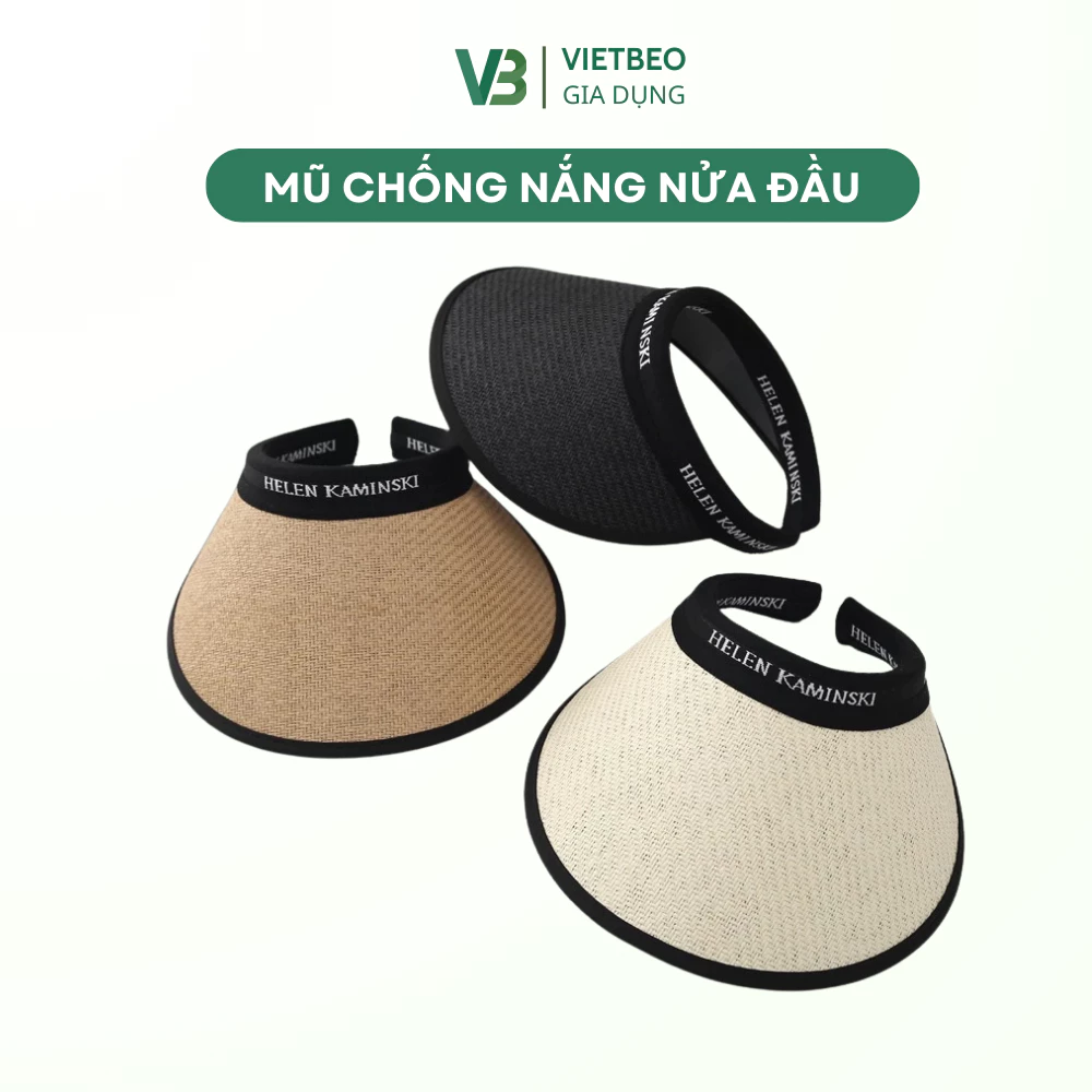 Mũ cói nửa đầu DIDOOGLT Mũ chống nắng vành rộng chống tia uv hoạ tiết chữ , phụ kiện thời trang nữ