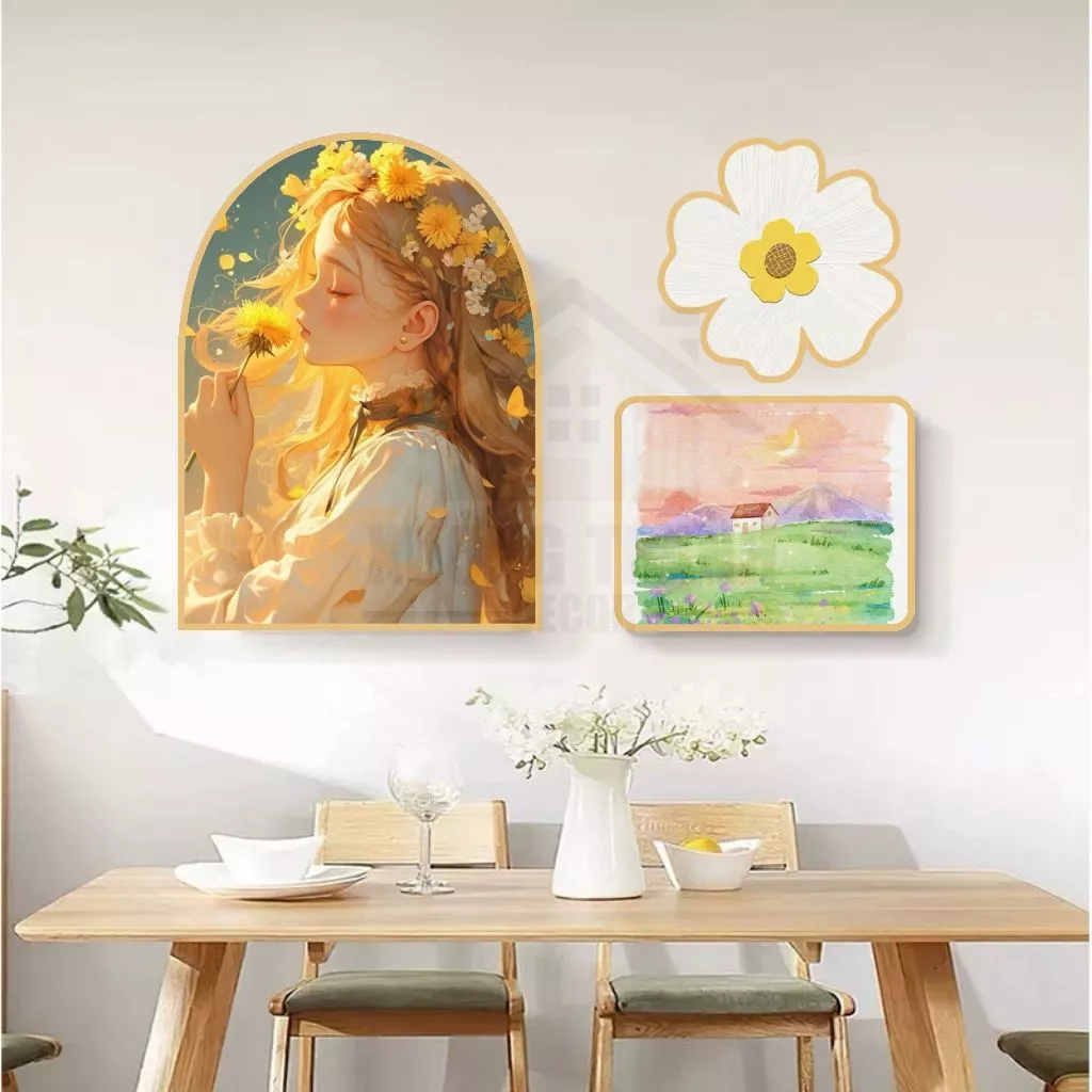 Bộ 3 tranh dán tường mẫu mới cô gái hiện đại , dễ thương, decor phòng khách,... XƯỞNG TRANH DECOR