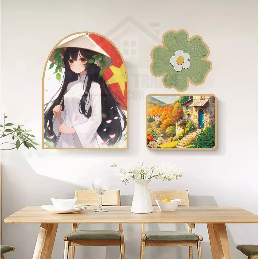 Bộ 3 tranh dán tường mẫu mới cô gái hiện đại , dễ thương, decor phòng khách,... XƯỞNG TRANH DECOR