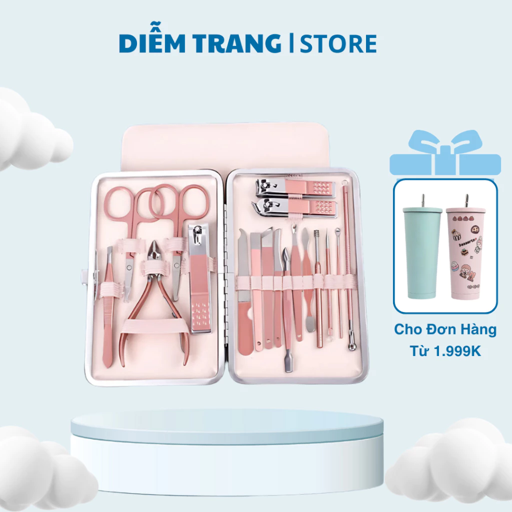 Bộ Dụng Cụ Bấm Móng 18 Chi Tiết, Cắt, Dũa, Bấm Móng Chăm Sóc Móng Tay Kèm Hộp Bao Da ( Hàng Đẹp )