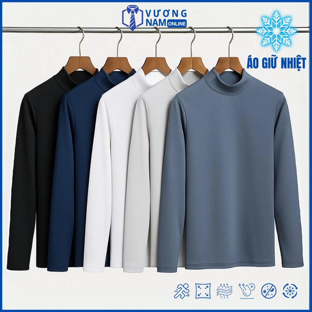 Áo giữ nhiệt nam Chống Nắng cổ cao 3 phân thu đông form ôm chất thun lạnh co giãn tốt VNO124