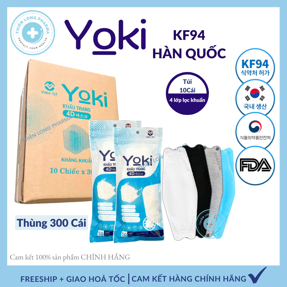 [Thùng 300 Cái ] Khẩu trang KF94 4D, khẩu trang kháng khuẩn, chính hãng kiểu dáng Hàn Quốc siêu đẹp