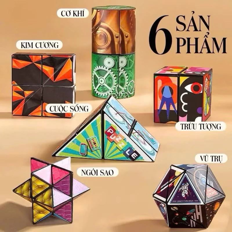 Đồ chơi rubik biến hình sáng tạo 6 mẫu Tiệm Nhà Mía, rèn luyện trí tuệ, giải trí cho bé