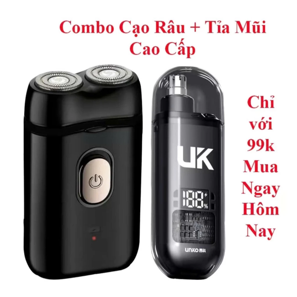 Combo 2 Máy Cạo Râu Ridian + Tỉa mũi Uk Cao Cấp, An Toàn, Tiện Lợi nhỏ gọn Cho nam giới