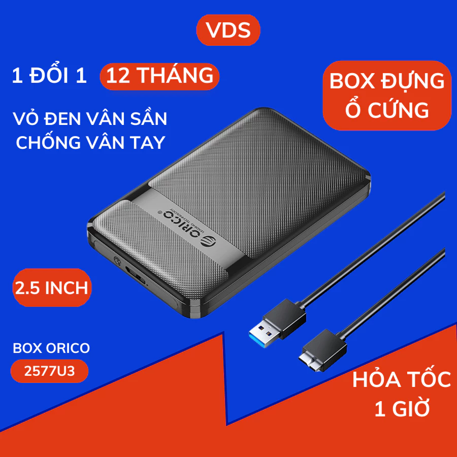 Box ổ cứng 2.5 Orico 2577U3 / 2139U3 / 2020U3 Sata 3.0 - Dùng cho HDD SSD BH 12 THÁNG - Hộp đựng ổ cứng