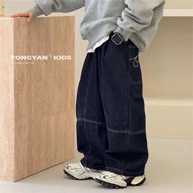 Quần Jean Dài Bé Trai, Quần Denim Mùa Xuân Thu 2025 Phong Cách Hàn Quốc Với Tông Màu Mới Nổi Bật Size 13-39kg B0014