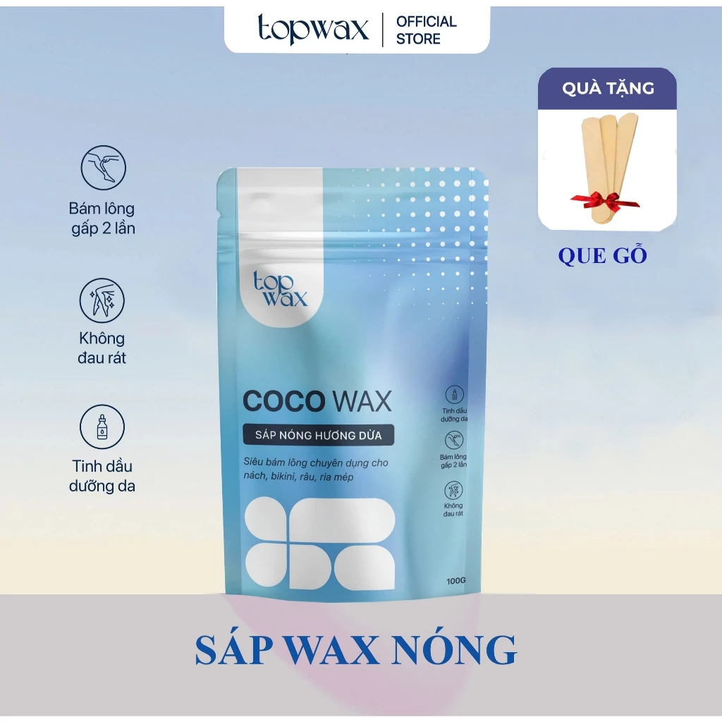 Sáp Wax Lông Nóng Hương Dừa Cao Cấp COCO WAX - TOP WAX Siêu Bám Lông,Dùng Cho Mọi Loại Da,Đặc Biệt Vùng Nách Và Bikini.